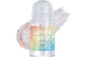 Prreal Fantasy Vit body glitterstift, gnistrande hår- och ansiktsglitter makeup för kvinnor rave outfit-tillbehör, holografis