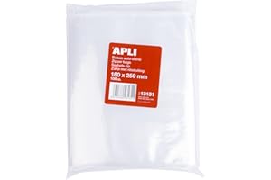 APLI 13131 - Pack de 100 bolsas de plástico con autocierre, 180 x 250 mm