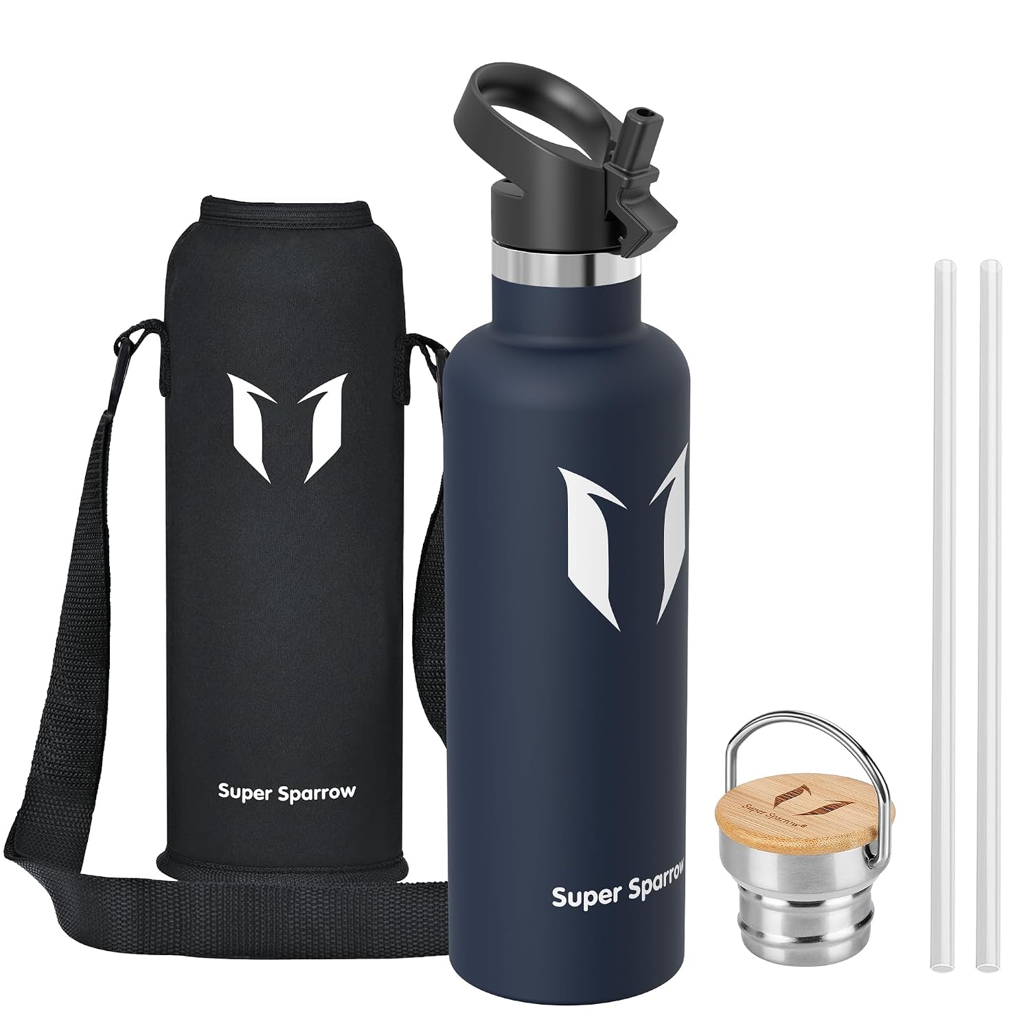 Super Sparrow Borraccia Termica 1L, Bottiglia Termica Senza Perdite - Senza BPA Borracce, per Bambini, Scuola, Sport, Campeggio, Yoga, Palestra, Ciclismo