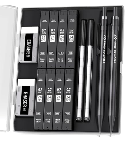 Set Di Matite Meccaniche Da 2,0 Mm Nero/Ricarica Di Piombo Di Colore 2B