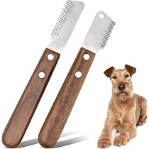 Couteau à Dénuder Pour Chien - Peigne De Toilettage Professionnel, Manche Bois, Lame Acier, 17 Cm