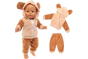 Miunana Abito Tuta Con Cappuccio Per 36 CM - 46 CM New Born Baby Dolls Bambola Bebé E Altre Bambole, Bambolotti JC Toys, Manhattan Toy e Plus Baby Born (NON INCLUDE BAMBOLA)