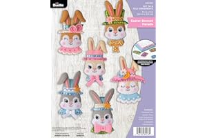 Bucilla Bonnet Parade Set of 6 Felt Appliques Ornament Set, Perfect for Easter, DIY Needlepoints, Arts and Crafts, 89578E