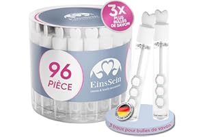 EinsSein 96x Bulles de savon mariage bocaux d'amour Box blanc bulle pour flacon deco coeur champêtre enfant anniversaire cadeau invites confirmation anniversaire transparente plastique tube à de table