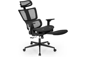 Alpha Home Ergonomisk kontorsstol med infällbart fotstöd, stol med hög rygg, datorstol, hemmakontor, 90 till 130° lutningsvin