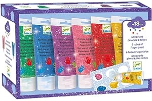 6 tubes de peinture à doigts Paillettes - Djeco