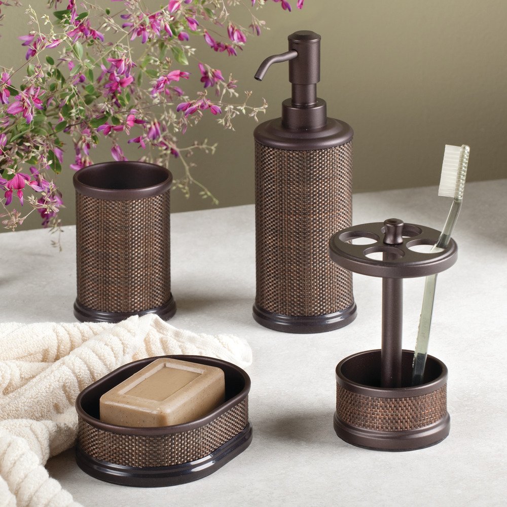 InterDesign-Twillo-Porte-brosse--dents-pour-les-coiffeuses-de-salle-de-bain-Bronze