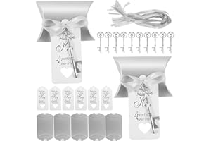 Ouvre Bouteilles Lot de 20, Teklemon Vintage Porte Clef Decapsuleur avec des Étiquettes Cadeaux et Boîtes à Bonbons, Mariage pour Invite Décoration pour Bar Fête Anniversaire Noël (Argent)