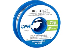 CFH Bastlerlot EL 329, Ø 2,0 mm, stagno per saldatura con flusso senza piombo, 70 g, saldatura ideale per riparazioni e progetti di saldatura nell'artigianato, alta qualità, made in Germany