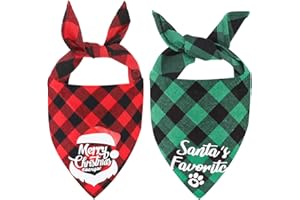 HRP Weihnachts Hunde Bandana Kopftücher Hundehalstuch Dreieckstuch für Kleine, Mittelgroße und Große Hunde Katzen, 2 Stück