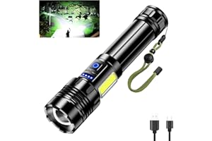 ‎GLARYLIGHT Glarylight Taschenlampe LED Aufladbar,500000 Lumen Extrem Hell Starke Taschenlampen USB Mit COB Arbeitsleuchte und Lange Betriebsdauer Mit 9 Modi & Wasserdicht,Zoombar,Flashlight FüR Outdoor Camping