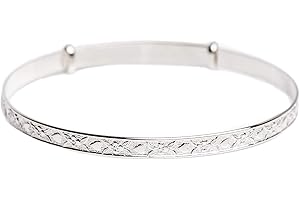 DV DOLCE VALENTINA Dolce Valentina DV Childrens Girlish Silver Baby Bangle - Perfect for Christening, Baptism, Birthday, or Baby Shower (Ages 0-3 Years)