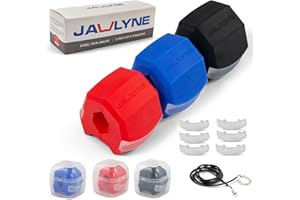 Jawlyne - Jaw Exerciser 3 Pack with 3 Strengths Jawline Toner Exerciser for Men and Women - With Necklace and Storage Containers