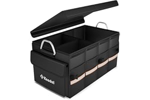 K KNODEL Knodel Car Boot Organiser, Heavy Duty Car Boot Storage with Foldable Cover, Collapsible Car Boot Tidy, Non-Slip Tidy Boot Bag for All Vehicles (Medium, Black)