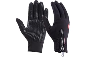 UPhitnis Gants Hiver Homme, Gant Velo Homme à Écran Tactile Sensible, Gants Velo Antidérapants Imperméables, Gants Hiver pour Homme et Femme Vélo Sport Running Randonnée