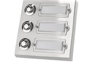 HUBER Natynkowy Przycisk Dzwonka 3-Krotny z Metalu - Tabliczka Na Nazwisko - Ostrze Do Drzwi Domu Natynkowe - Mosiądz Chromowany