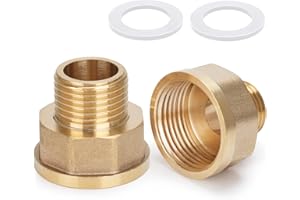 NOOSVERL 2 adaptadores reductores AG/IG de latón de 1/2" macho a 3/4" hembra | rosca hembra de 3/4" a rosca macho de 1/2" | Conversor de conexión de tubería duradero con sello de goma para sistemas de agua/gas