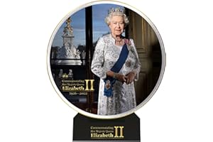 Elgate Queen Elizabeth II 1926-2022 Commemorative Ceramic Decorative Plate - A Memorable Souvenir Gift for Home Décor Collection Ornament (By LILAJ), Black, White, 15 cm
