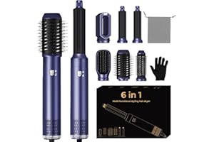 TENGWUDZ 6 in 1 Hair Styler, Hot Air Styler Set, Magic Air Styler with Curl, Straighten, Volumise, Smooth and Hairdryer Brushes for Styling, Blow Dryer Brush, Hair Styler for All Hair Type/Length