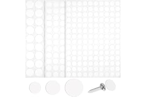 TEAAHA Samoprzylepne osłony śrub, naklejki, 12 mm, 15 mm, 21 mm, nieblaknące białe otwory, PCW, pyłoszczelne, samoprzylepne osłony śrub, naklejki do mebli, wkrętów do drewna, szafy, biurka, ściany, 290 szt