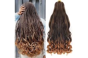 ALALEIBABY 22 inch French Curly Braiding Hair 8 Pack Loose Wavy Spiral Curl Braids Crochet Hair Deep Wave Synthetic Extensions Pre Stretched Bouncy Braiding Hair(22 Inches, T30#)