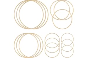 PLULON 15 Pzs 5 Tamaños (13cm / 15cm / 20cm / 25cm / 30cm) Anillos de Madera para Manualidades, Aros Florales Anillos Corona Anillos aro macramé Corona Boda Bricolaje
