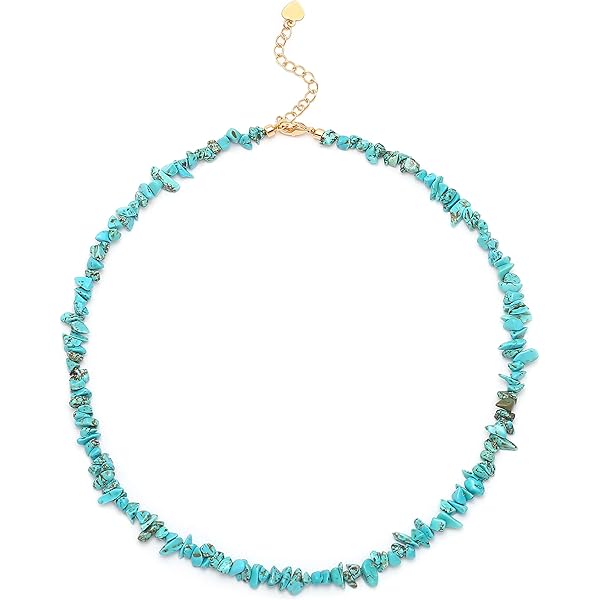 BUBGDYFO Turquoise Beaded Choker Necklace – Bohemian Handmade, Gold Plated Toggle Clasp, For Women