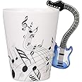 BonZeal 3D Ceramic Birthday Gift for Girls Boys Blue Guitar Mug Musical Notes Tea Coffee Mug Music Gifts for Men 220 ml Gift for Valentine Valentine Gift for Boyfriend Girlfriend