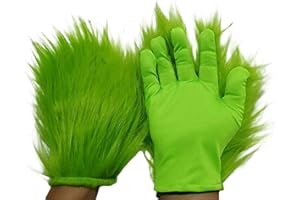 FEMEREINA Grinch Beard Santa Hat Green Furry Gloves Movie Cosplay Costume Accessories for Adult Men Fancy Dress Clothing Accessoires