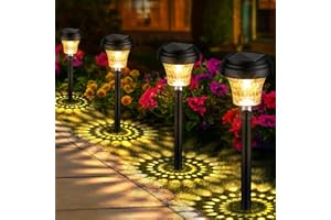 FOMYHEARD 8 Pièces Lampe Solaire Extérieur Jardin, Lumière Chaude et 7 Couleurs RVB, IP65 Étanche Éclairage pour Chemins, Décoration Jardin