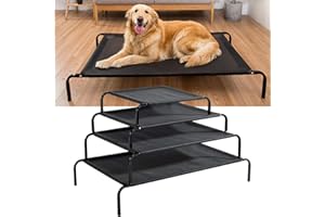 Royalswill Medium Elevated Dog Cat Sleep Bed Portable Indoor Relaxing Sleeping Bed Outdoor Camping Basket Raised Cot Breathable Mesh Pet Cot Metal Frame, 106cm x 62cm x 15cm