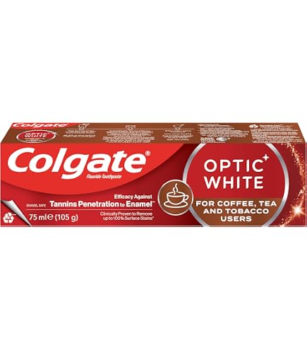 colgate optic white tea coffee and tobacco users toothpaste 6X For Coffee, & Toothpaste, 75ml Optic White Advanced removes five years of deep Colgate Optic White for Coffee,