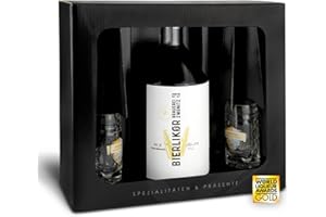 ‎ZWÖNITZER HANDWERKLICH GEBRAUT Brauerei Zwönitz Likör Geschenkset/Geschenkset aus Bierlikör 0,5l und zwei Shotgläser 4cl in Form eines Mini Bierkrug/Originelles Biergeschenk