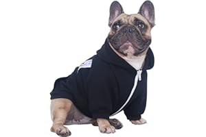 iChoue Sweat à capuche « I am a French Bulldog » pour chiens, chiot, français, carlin, Boston Terrier, Bully Pitbull - Manteau d'hiver pour temps froid - Noir/L