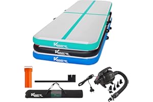 KM KM Fit Turnmatte Aufblasbar Airtrack Gymnastikmatte 3M Tumbling Matte Aufblasbare Fitness-Matte Gymnastikmatte inkl.Tragetasche, elektr.Luftpumpe & Flick-Set Trainingsmatte UV-Beständig