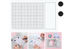 BAOFALI Magnetic Glass Craft Mat; 15.75"x10.24"Heat Resistant Glass Media Cutting Mat W/MagnetsGridlines and Measurements; for Cutting, Stamping, Mixed Media, Heat Embossing and Hot Glue Projects
