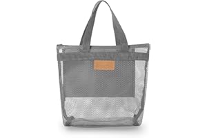 AfitLulu Neceser de malla para ducha, de secado rápido, bolsa de aseo para la playa, bolsa de la compra ligera con cremallera y 2 compartimentos para natación, playa, viajes