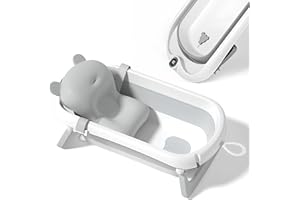 SUPERBE BEBE Bañera Plegable Bebé Con Cojín De Baño Antideslizante - bañera Bebe Plegable Con Termómetro - Asiento Bañera Bebe - Desde El Nacimiento Hasta Los 3 Años - Regalos De Nacimiento