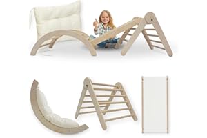 MAMOI® Klettergerüst Kletterdreieck Indoor 4 in 1 Set. Montessori Kletterbogen mit Kissen, Indoor Spielplatz