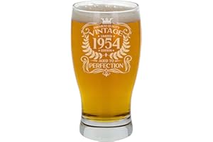 Always Looking Good Verre à bière gravé pour homme de 69e anniversaire vintage 1954 Aged to Perfection - Cadeau pour 69 ans - Verre à bière tulipe gravé