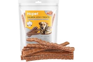 HCPET Friandises pour Chien à Base de Saumon Séché, Véritables Lamelles Tendres de Saumon, Snacks sains à mâcher pour l'entraînement – Riche en Protéines et Faible en Gras (100g)