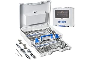 toolant 127pcs SAE/Metric Tap and Die Set, Ratcheting SAE Metric TAP and Die Set Standard with Drill Bit Combo for Threading