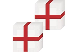 Lizzy 40pc England Printed Paper Napkins | 33cm x 33cm St George's Cross-Party Supplies Disposable Napkins Serviettes Sport Street Patry tablware