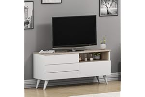 HOMIDEA LEON Set Soggiorno - Mobile TV - Credenza TV - Parete Attrezzata in design moderna (Bianco/Avola)