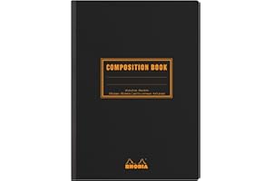 RHODIA 119209C - Taccuino Flessibile Dorso telato Composition Book nero - A5 - Quadretti piccoli - 160 pagine - Carta Clairefontaine bianca 80 g/m - Classic