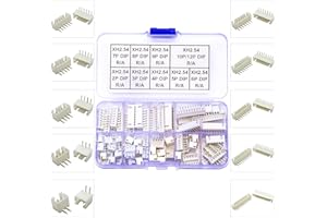 Kidisoii JST Connector Kit, XH2.5 DIP Header Jst 2.54mm Pitch IC Socket Plugs Adapter, JST-XH 2/3/4/5/6/7/8/9/10/12Pin DIP Header Side Type Right Angle Type Header (XH2.5-DIP-R/A)