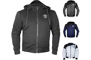 Tornado Ninja Men’s Armoured Motorcycle Hoodie – CE Level 2 Removable Armour, Protective Armoured Motorbike Hoodie Jacket with Aramid Lining & Breathable Mesh