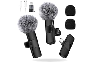 ChicSolis Kabelloses Lavalier Mikrofon Wireless Mini: 2 Plug-Play Lavalier Mikrofon Wireless für iPhone Android MacBook Ipad - Ansteckmikrofon für Videoaufzeichnung Interview Vlog Live YouTube TikTok