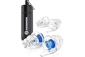 Senner ® MusicPro | Tapones auditivos para festivales, conciertos y discotecas - Tapones para música y músicos, reutilizables, transparentes, con estuche de aluminio