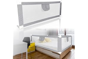 Tubiaz Protection contre les chutes de lit, barrière de lit à soulever verticalement, pour protéger contre les chutes chez les tout-petits, les bébés et les enfants, 150 cm, grise